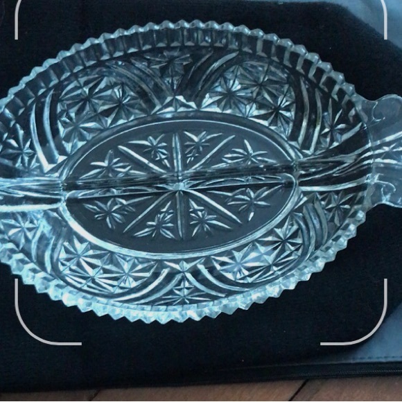Glass Vintage relish and pickle serving dish divider fruit cannot touch relish - Picture 4 of 4